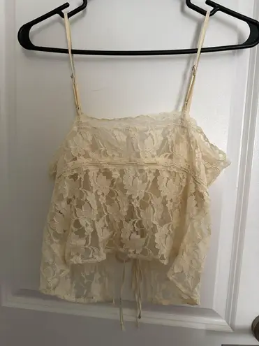 Free People Never Worn  cream bohemian lacy tie top Size Small Tags attached
