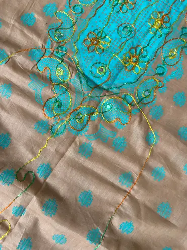 Indian Pakistani 3 Piece Embroidery Printed Light Brown Shalwar Kameez Sz M Size M