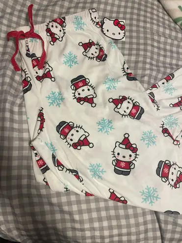 Hello Kitty Tiktok Viral Christmas Felt/fuzzy Pj Pants White Size L