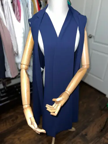 BCBG MAXAZRIA Tasha Sleeveless Long Vest Blue Navy xl