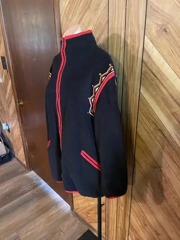 Bob Mackie Wearable Art Women’s Large Black Fleece Embellished Zipper Jacket