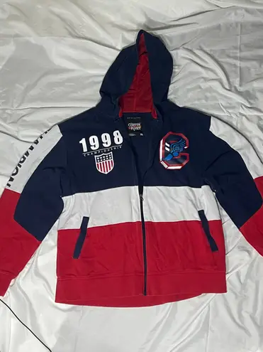 Copper Rivet Men's Red, White, Navy 1998 Full Zip Hoodie Size 3XL Blue