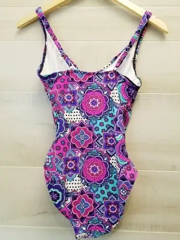 {S} Love Your Assets by Sara Blakely Spanx Purple Paisley One Piece Swimsuit Pink