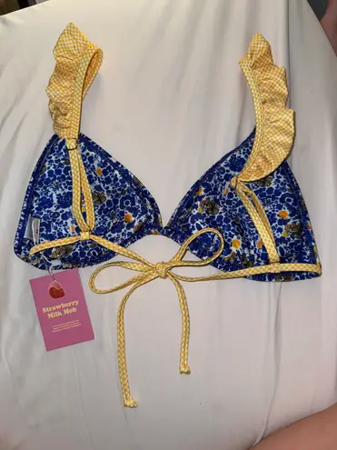 Strawberry Milk Mob Bikini Top Blue Size XL