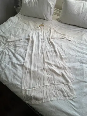 Emerson Fry white cream silk button down midi long shirtdress 00