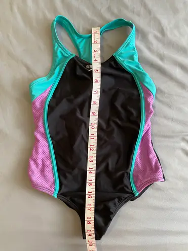 Speedo Green and Purple 1 piece Swimsuit.Size 12