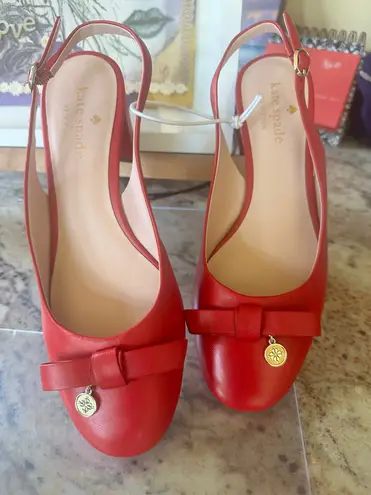 Kate Spade  NY Bachata SB Pump slingback heeled leather Red Shoes NWOB size 6