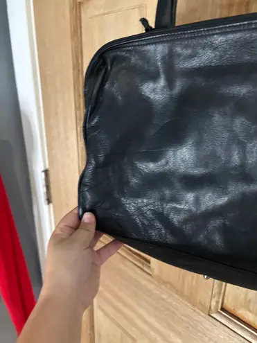 Renato Angi Black Leather Messenger Bag with Slouchy Style