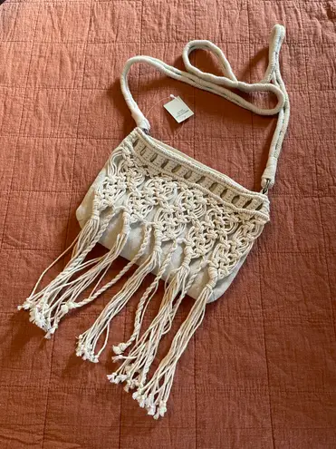 American Eagle Y2K AEO Macramé Tasseled Crossbody Purse