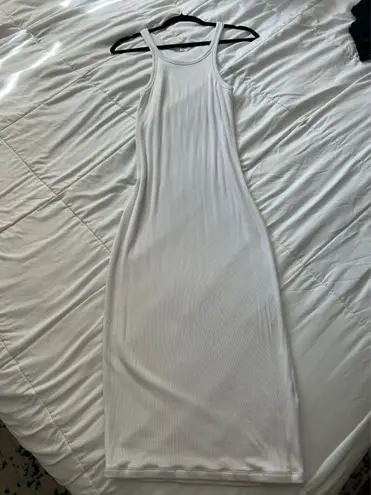 LNA skinny racerback tan top white bodycon midi dress M