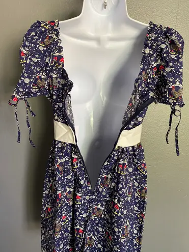 Unique Vintage NWT Retro Navy Mushroom and Rooster Dress LARGE