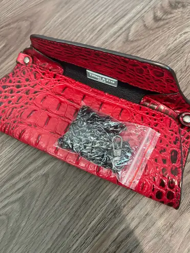 Tiffany Designs NEW* Red Crocodile LEATHER Embossed Clutch