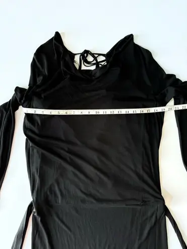 Haute Hippie Black Long Sleeve Modal Dress L Cowl Neck Tie Waist Open Back New