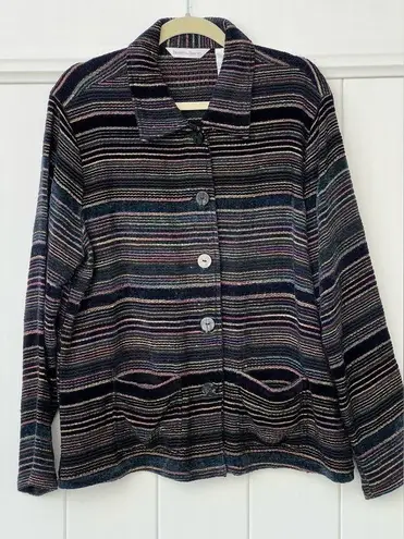 draper's & damon's DRAPERS and Damon’s Black W/Gold Metallic, Blue, Pink, Purple Stripes Size Large