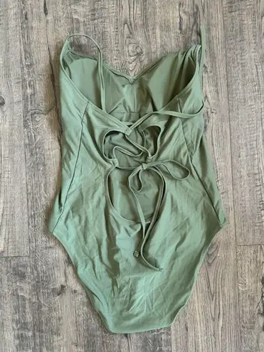 Aerie  Olive Green Full Coverage Strappy Back One Piece