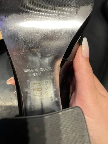 Massimo Matteo Glossy Shiny Chunky Block High heels pumps Stilettos Point toe Rave