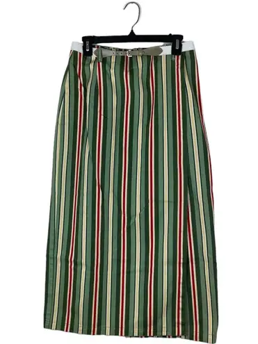 White Stag Vintage Womens Size 12 Retro Striped Faux Wrap Midi Skirt Cottagecore