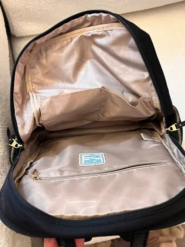 Black Nylon Backpack with Gold Hardware