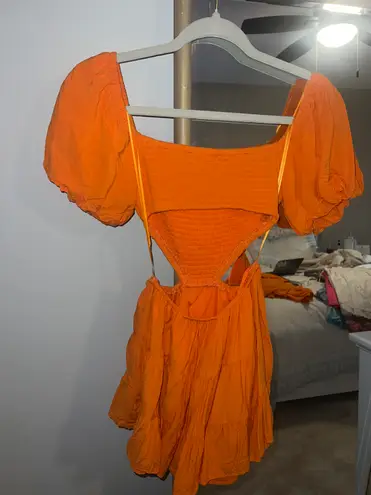 Sky to Moon Orange Cutout Dress