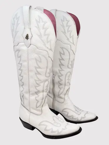 El Malcriado Womens Western Boots White Leather Embroidered Cowgirl Rodeo US 9