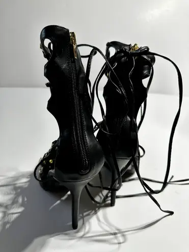 Wild Diva Lounge Studded Black Strappy Heels size 10 Brand New