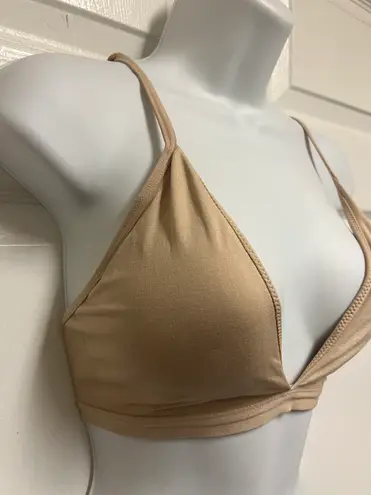 Inibud Cream Removable Padded Yoga Seamless V Neck Bralette