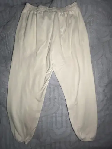 Adidas White Ribbed Joggers