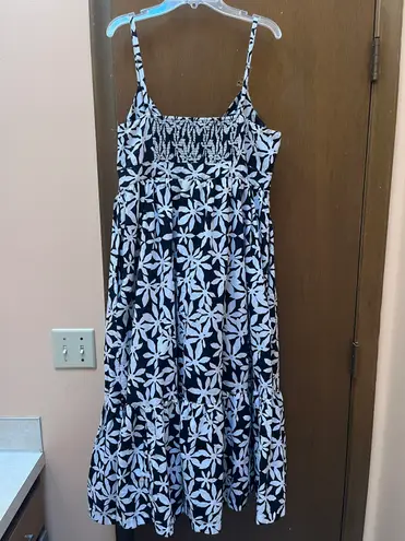 J.Crew black & white floral tie front midi dress