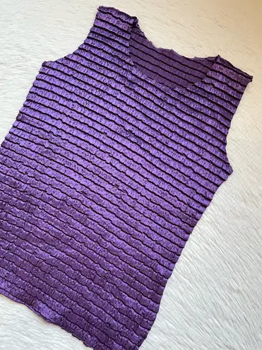 Vintage purple satin textured ruffled sleeveless tank top blouse Size M