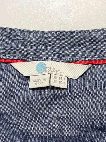 Boden USA Boden Evangeline Pure Linen Tunic Dress Women's 10R Light Blue Pom Pom Cover Up