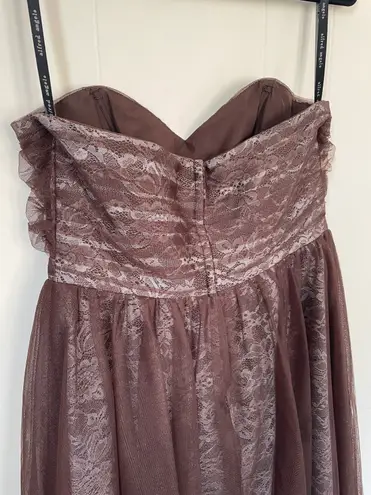 Alfred Angelo strapless formal dress brown lace women’s size 12 prom dance Y2K