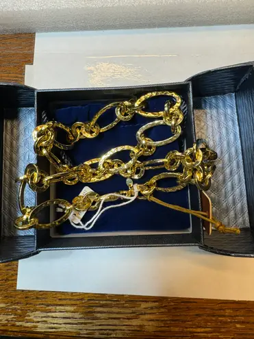 Toscana Italiana Hammered Link Chain Necklace Gold