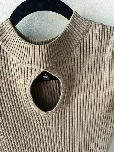 Say What? Cold Shoulder Beige Cutout Sweater Dress Size Small