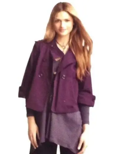 CAbi  Purple Terry Topper Wing Double Breasted Button Front Jacket Size M