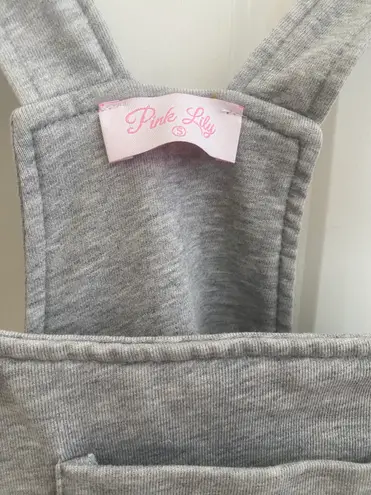 Pink Lily Grey Drawstring Short Overalls