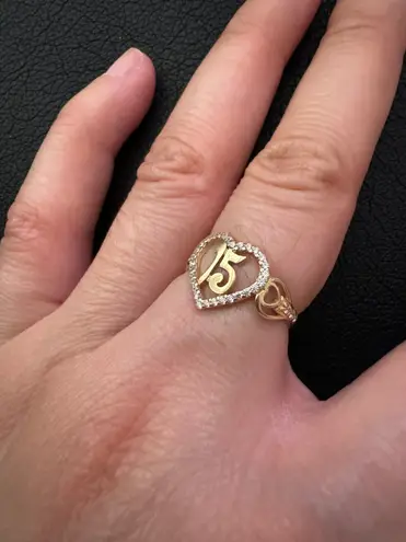 Handmade 14k heart shaped 15 yr Diamond Imperial 1/10Ct TDW Quinceañera XV H-I ,12 gold Yellow