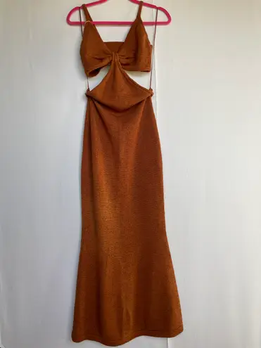 Cult Gaia NWT Serita cutout knit cotton-blend maxi dress in Amber size L large