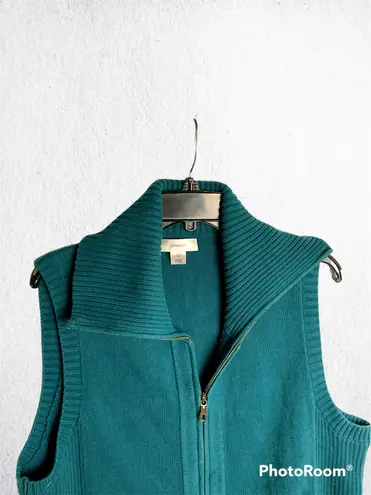 cj banks Dark Aqua Blue Green Sleeveless Zip Sweater Wm 1X