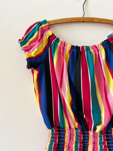 Free Kisses Rainbow Off The Shoulder Crop Top