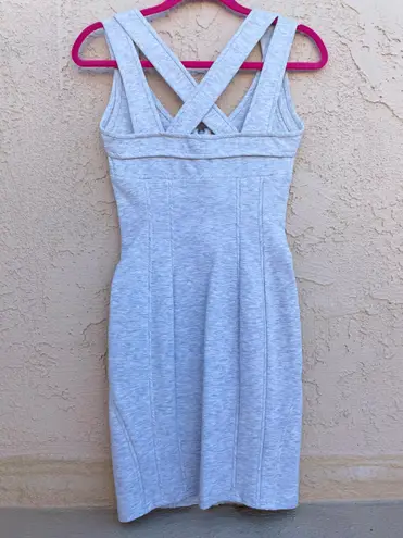 Alexander Wang Ponte Criss cross back zip front heather grey jersey dress size 2