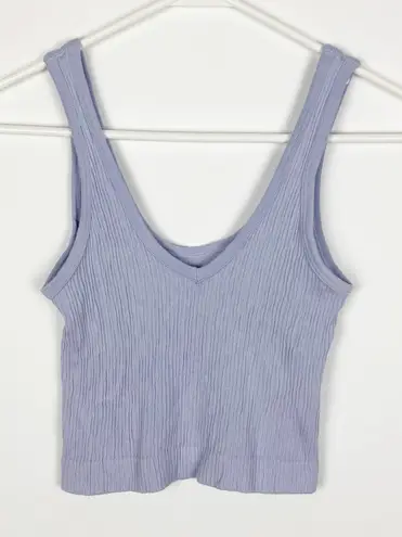 Urban Outfitters Out From Under Drew Seamless Ribbed Cropped Tank Top Light Blue Size Medium