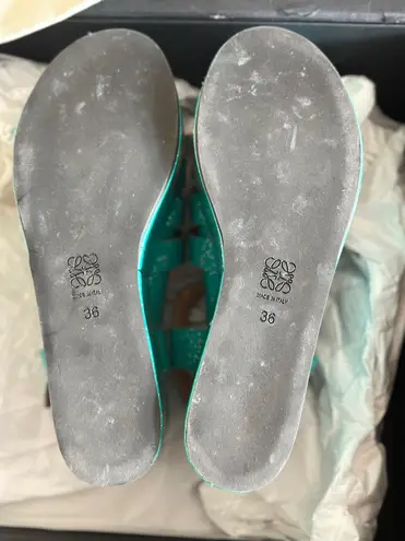 Loewe NWOT Authentic Turquoise calf-skin wedge women shoes/size6