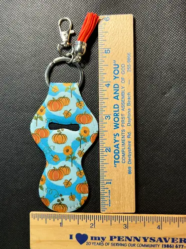 Handmade Pumpkins Sunflowers Blue Chapstick Lipstick Holder Keychain