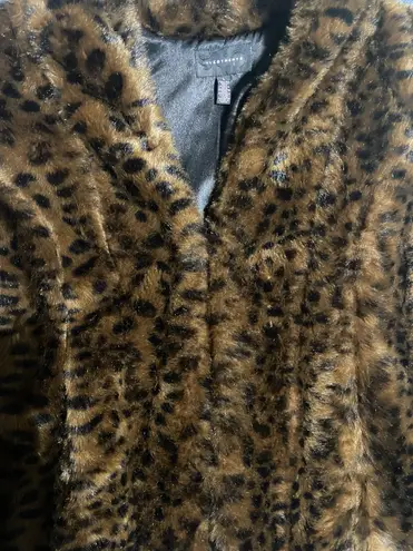 Investments Faux Fur leopard animal print vest women size L