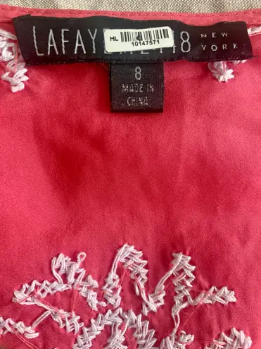 Lafayette 148 New York Sz 8 Pink Silk Embroidered Clear Sequins Tunic Top Blouse