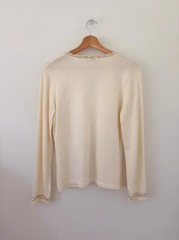Vintage That Sweater Cream Bow Cardigan White