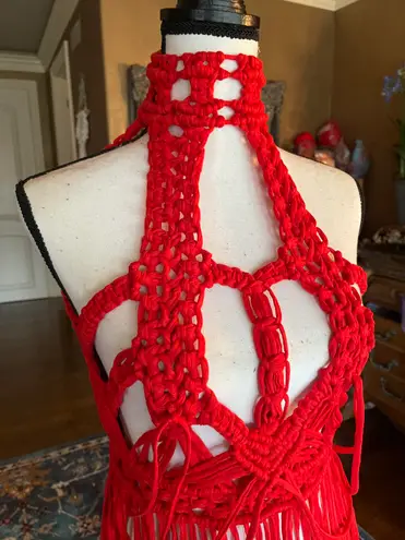 Macramé Dress Red