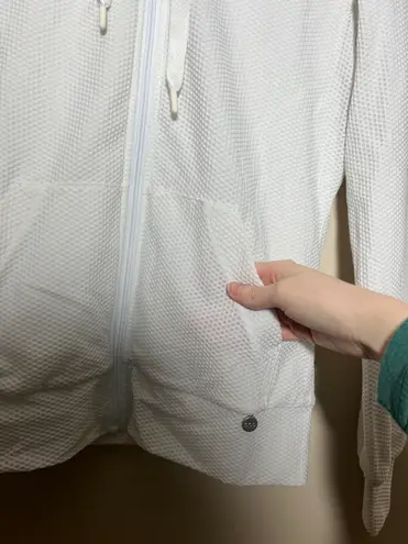 White Textured Athletic Zip Up