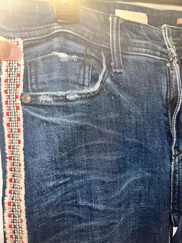 Pilcro Anthropologie The Slim Boyfriend Embroidered Side Tape Jeans