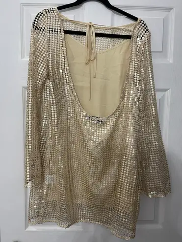 Anthropologie Audette Gold Mini Dress